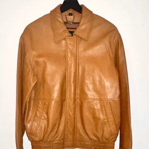 Danier bomber jacket in tan leather.